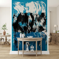 A dynamic wallpaper featuring sweeping brushstrokes that mimic turbulent ocean waters.