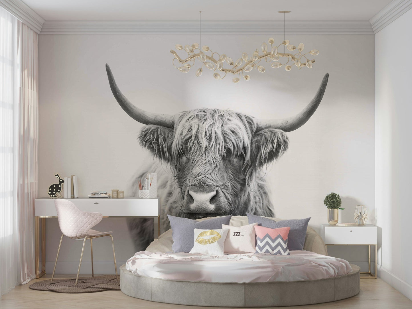 Focus on the bull's fur texture and powerful build.

