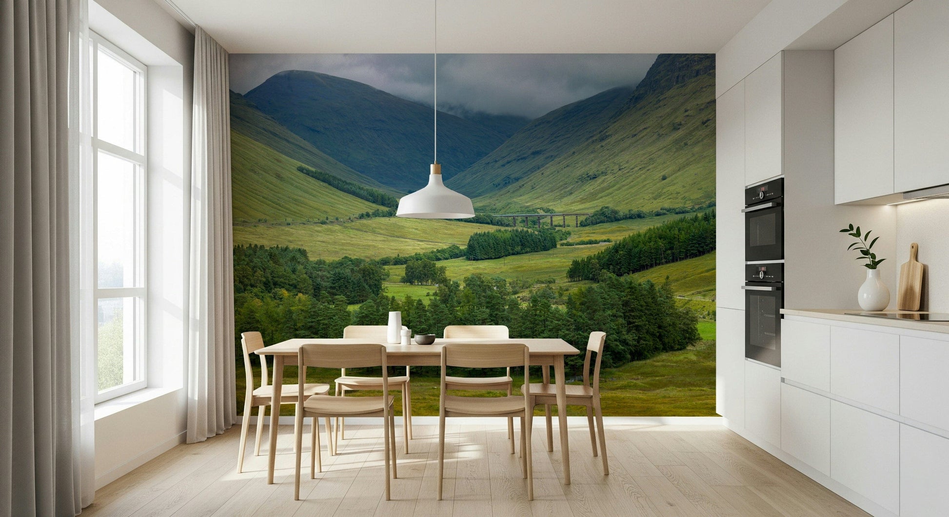 Green valley backdrop Scottish Highlands Vista large wall art