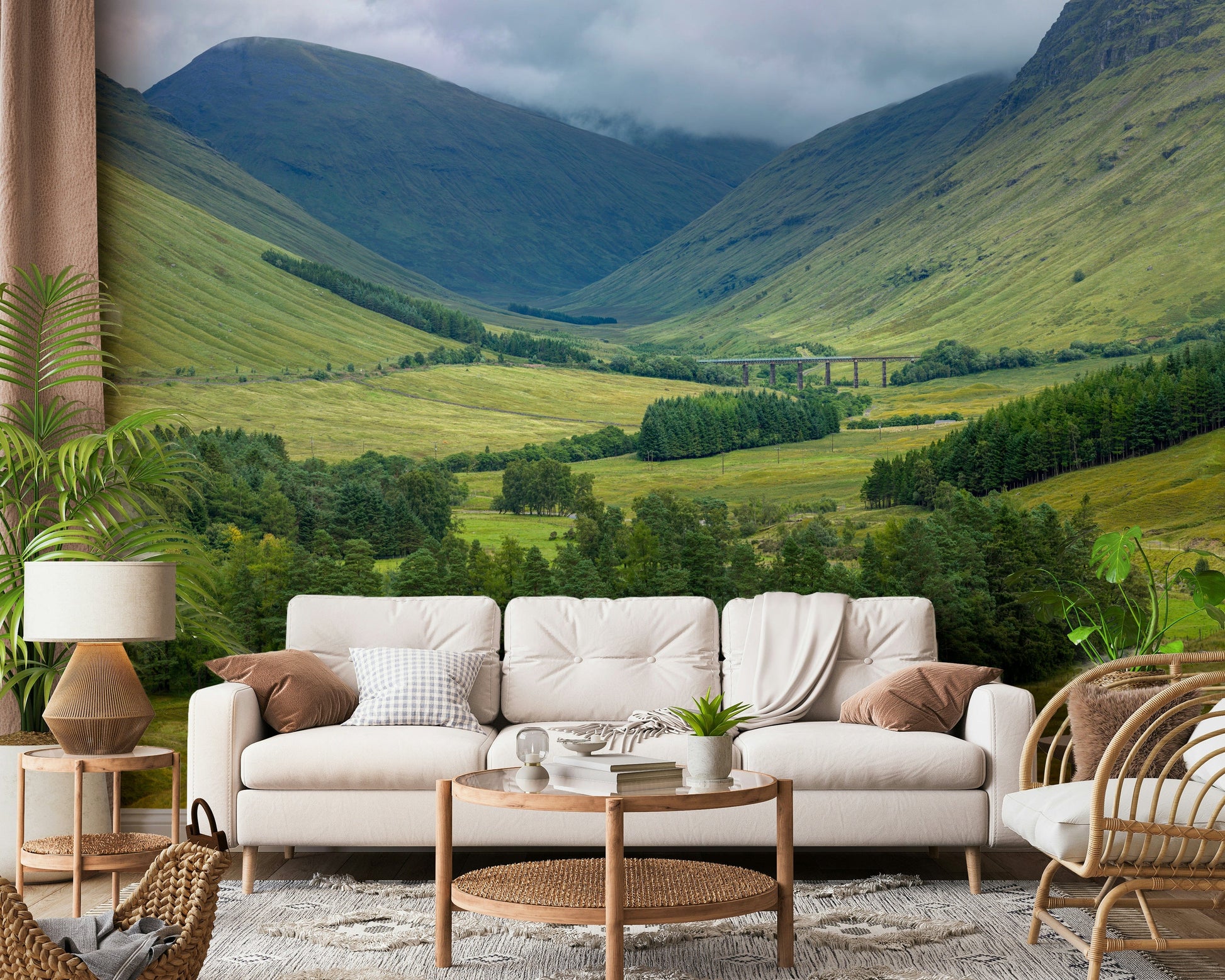 Home office wallpaper Scottish Highlands Vista immersive landscape