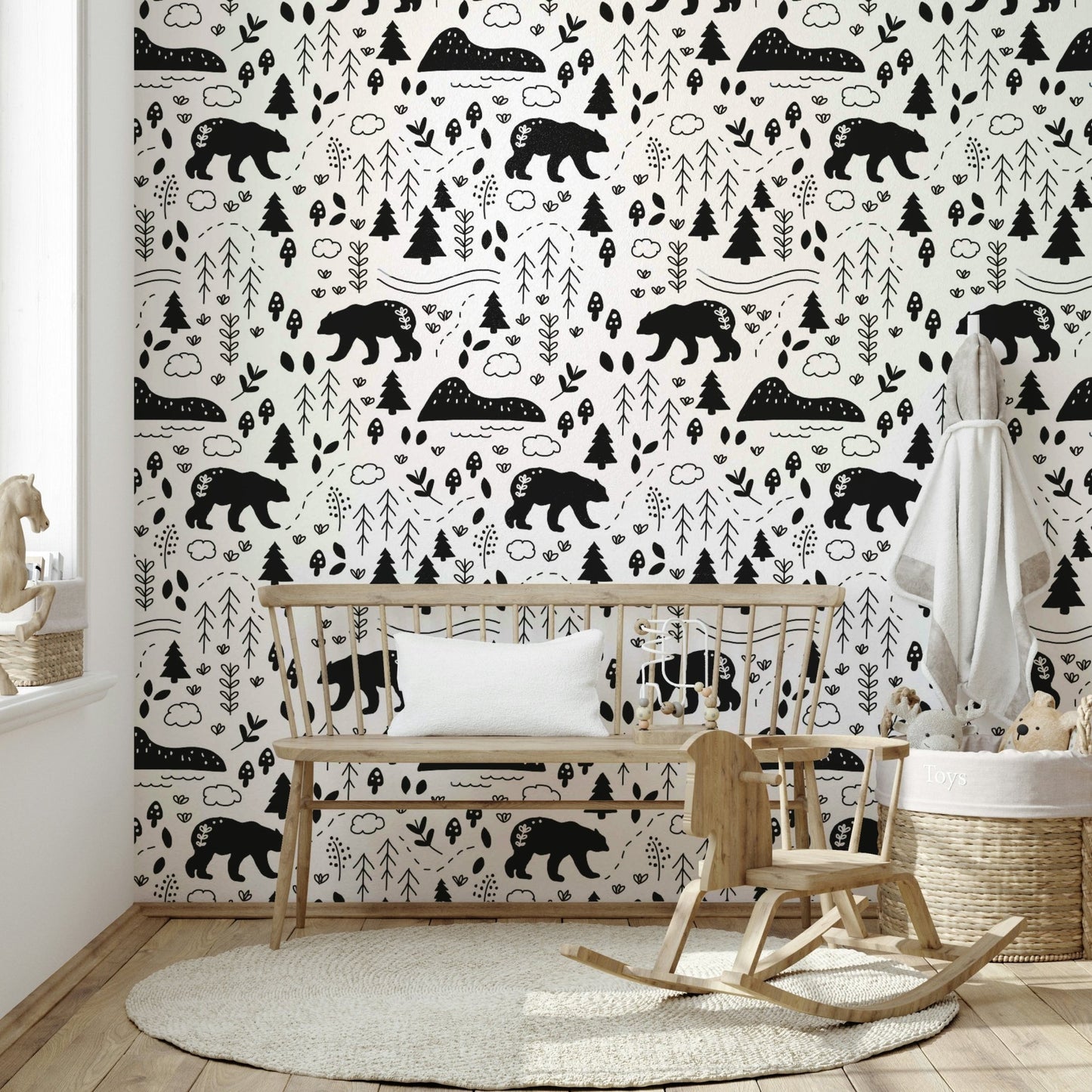 Tranquil mountain views wallpaper for a nature-inspired room.


