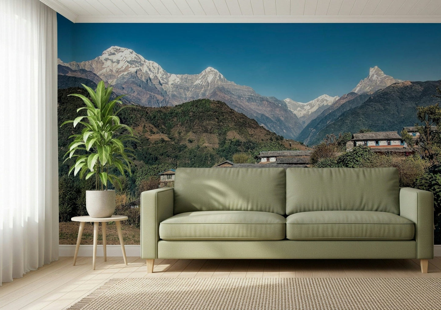 Glacial horizon landscape Himalayan Heights peel and stick wallpaper.