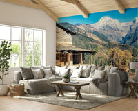 An artistic nature escape mural for home decor.

