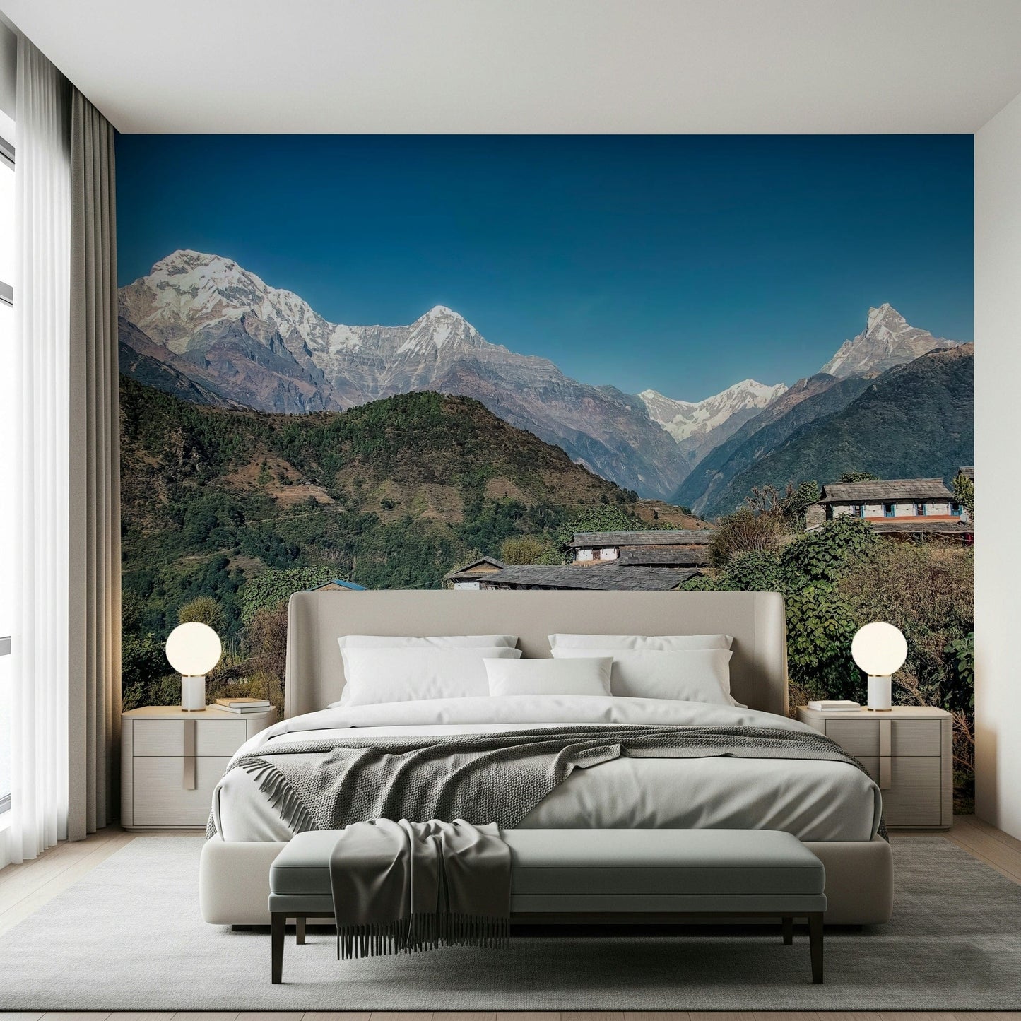 Himalayan Heights wall mural depicting serene high mountain valley.