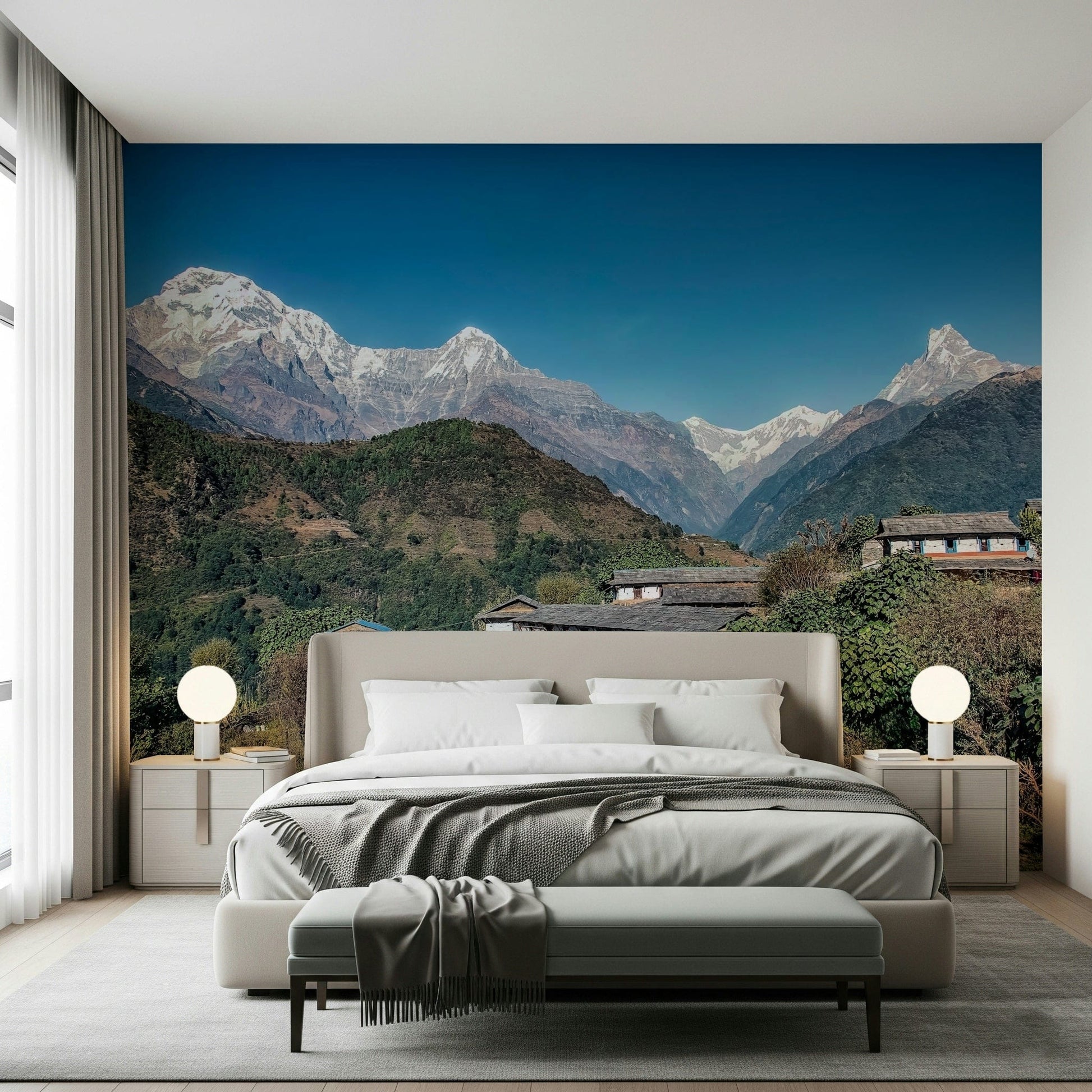 Himalayan Heights wall mural depicting serene high mountain valley.
