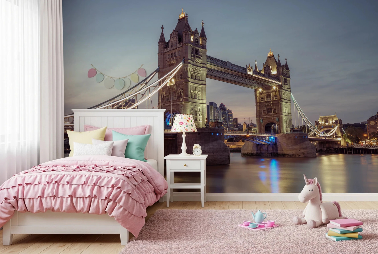 Tower Bridge design in a detailed for bedroom Historic Crossing Wall Mural.