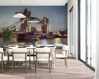 Glowing bridge lights on a Historic Crossing Wall Mural backdrop.