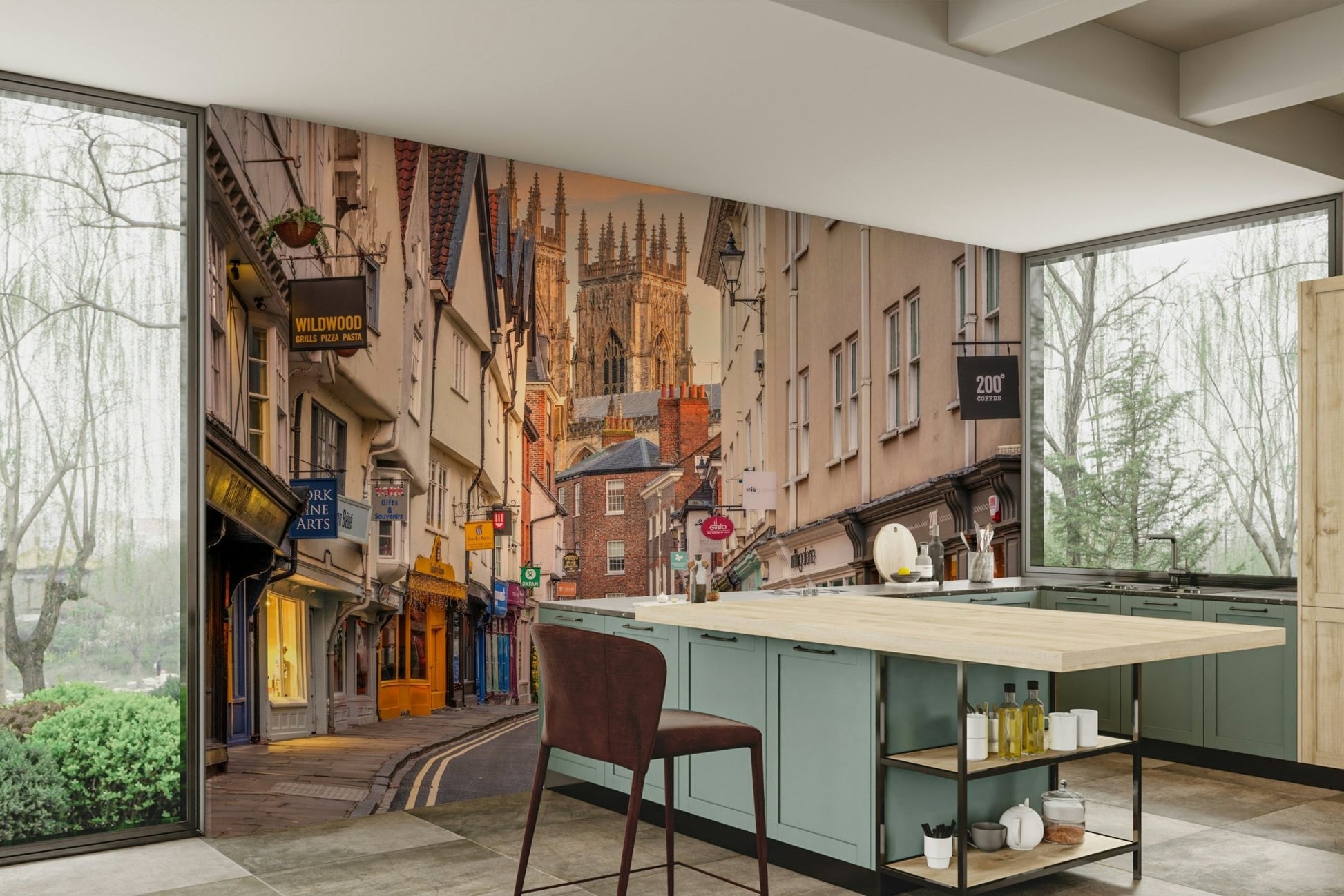 Twilight sky with cathedral backdrop in townscape wall mural

