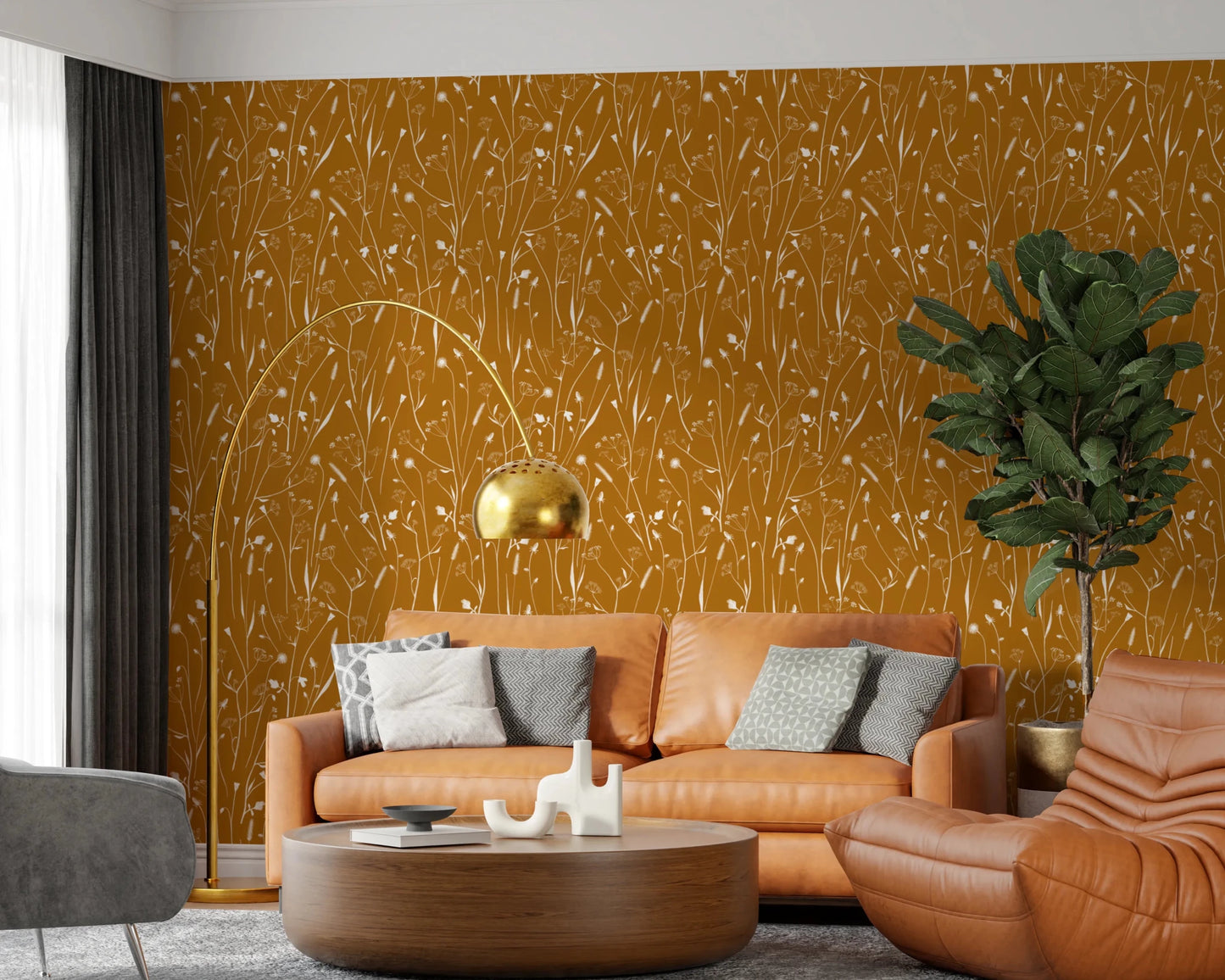 Homeland Floral Golden Wallpaper⁠