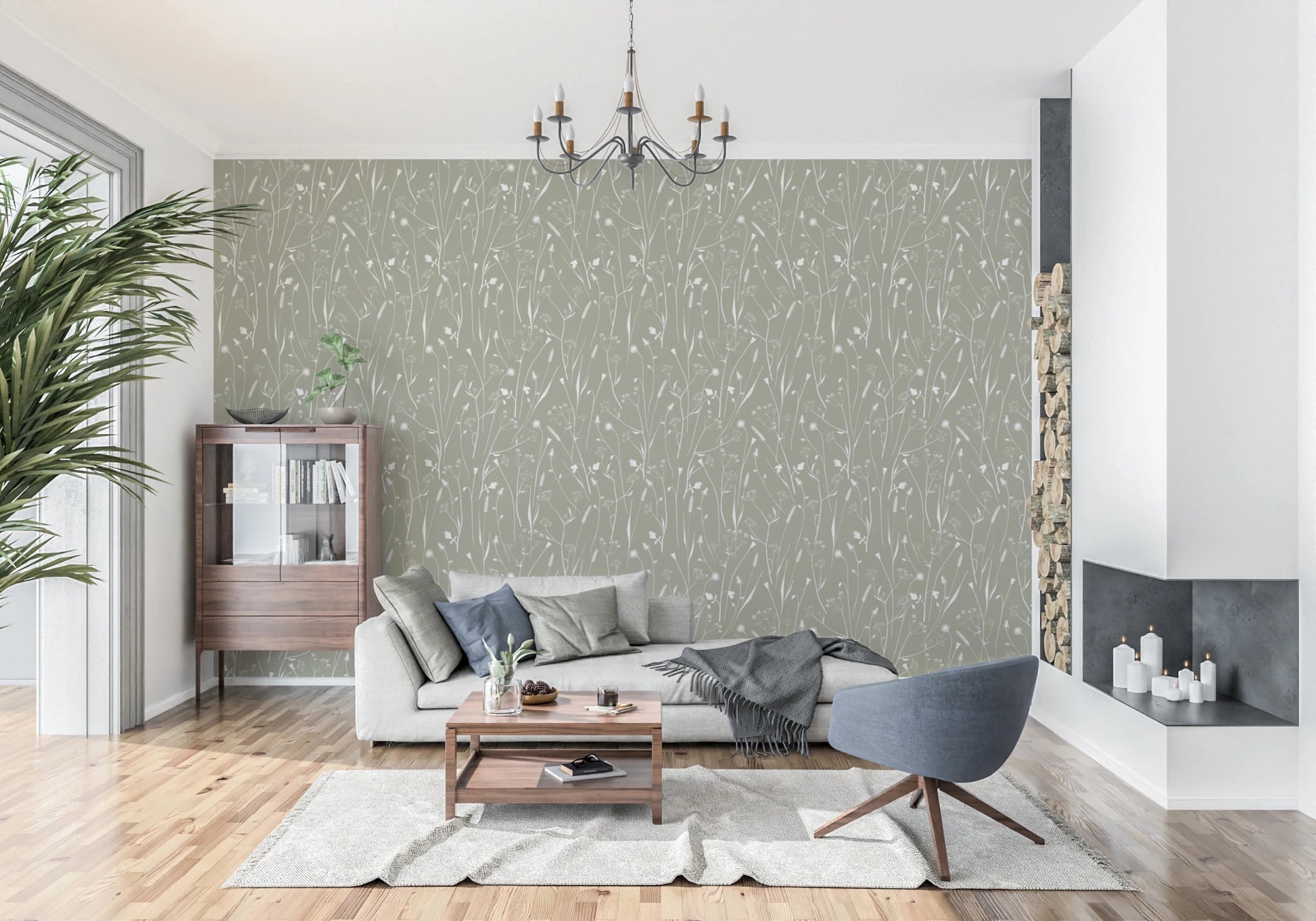 Homeland Floral Sage Wallpaper⁠