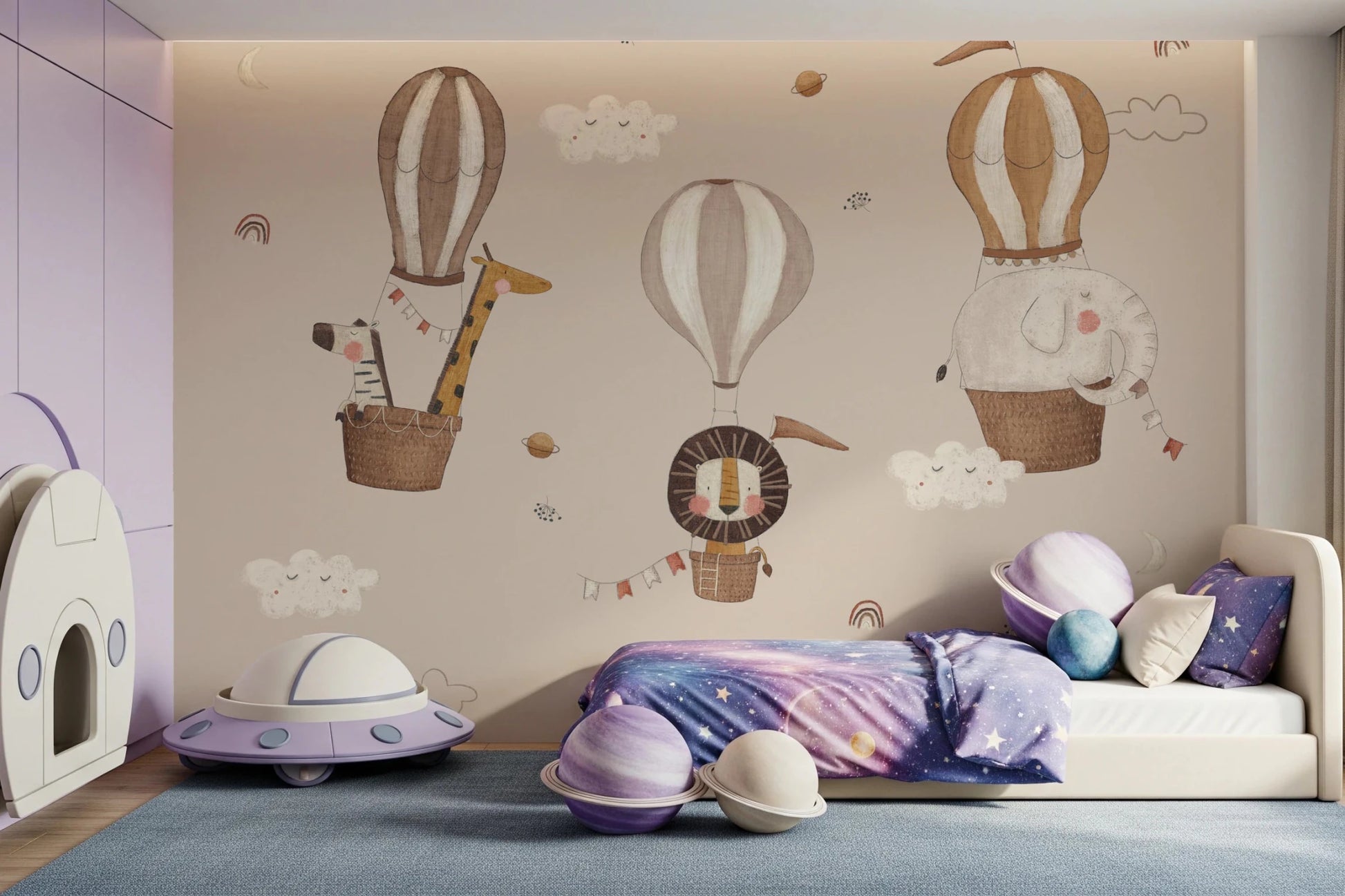 Hot Air Balloon Safari Wall Mural
