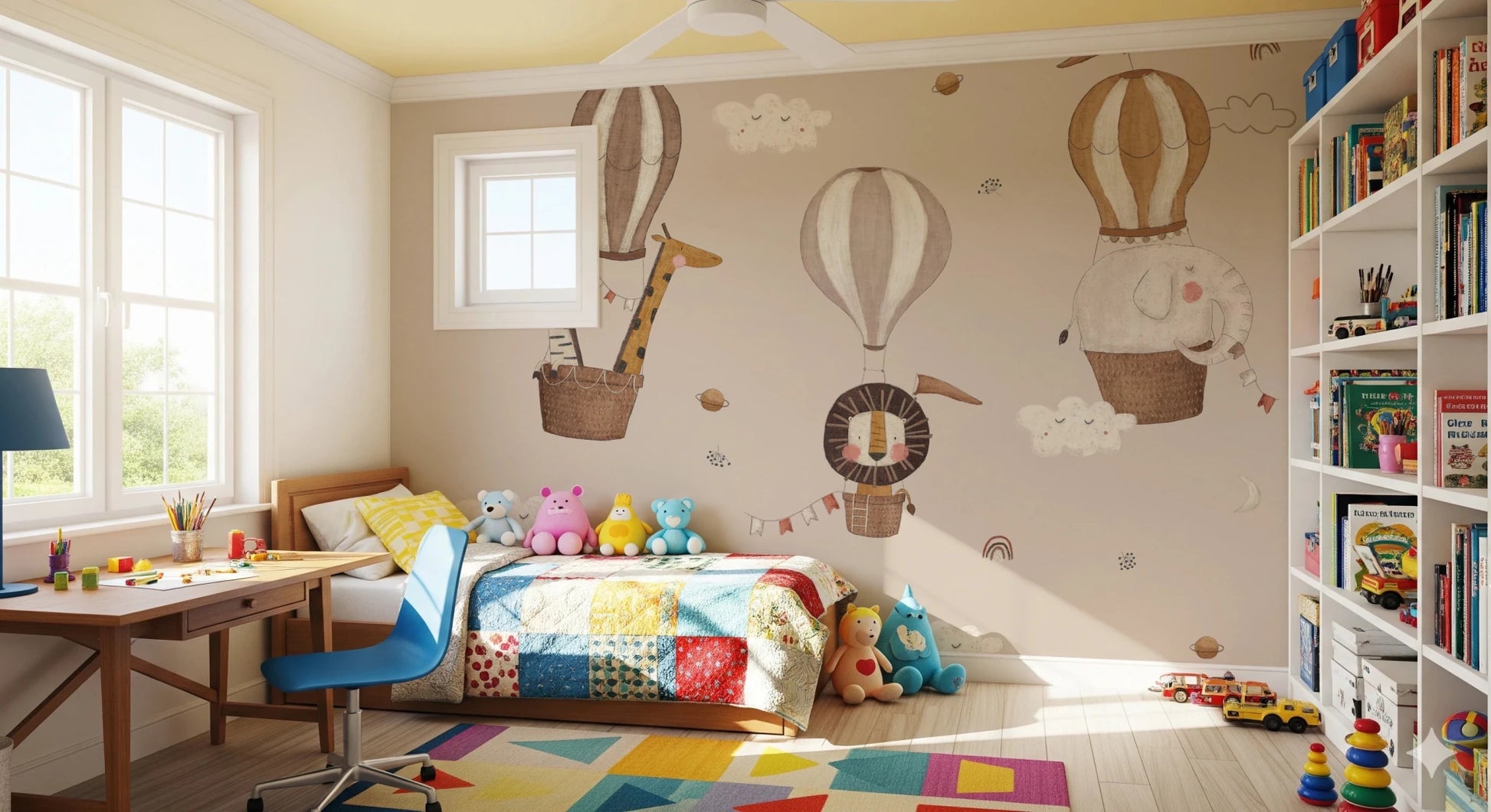 Hot Air Balloon Safari Wall Mural