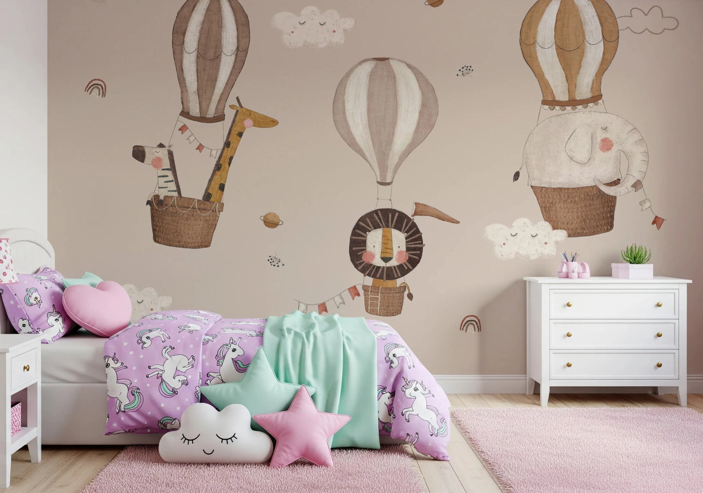 Hot Air Balloon Safari Wall Mural