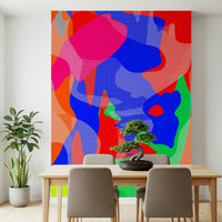 Abstract polka dot pattern with layered warm hues, wall mural for bedroom