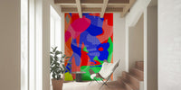 "Modern dotted pattern with glowing highlights, artistic wall mural"
