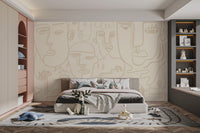 Human Artistic matte finish bedroom wall mural depicting abstract expressions.