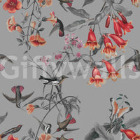 British garden landscape wallpaper in a minimalist home décor setting.