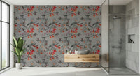 Hummingbird's Song Wallpaper behind a minimalist entertainment unit.
