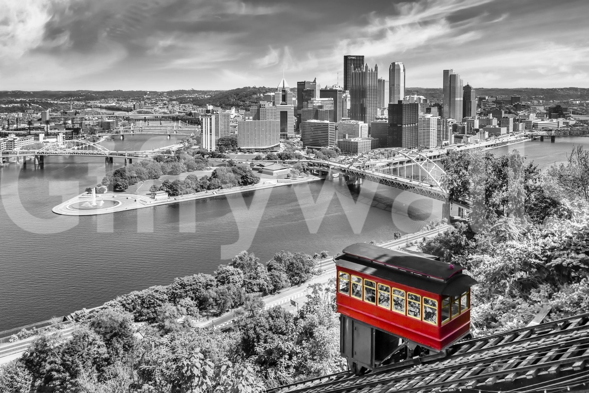 Pittsburgh urban mural featuring Duquesne Incline

