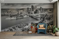 Urban Pittsburgh mural with Duquesne Incline design

