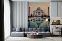 Symmetric garden paths frame Indian Palace Serenity wall mural.