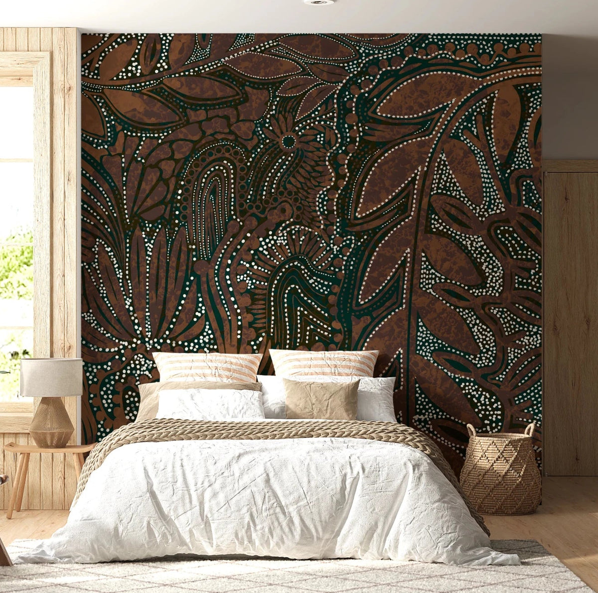 Native Wall Display Design Indigenous Forest Pattern Botanical Nature Wall Mural Design