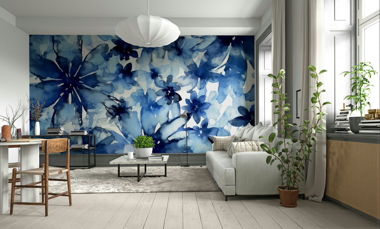 Durable floral wall mural

