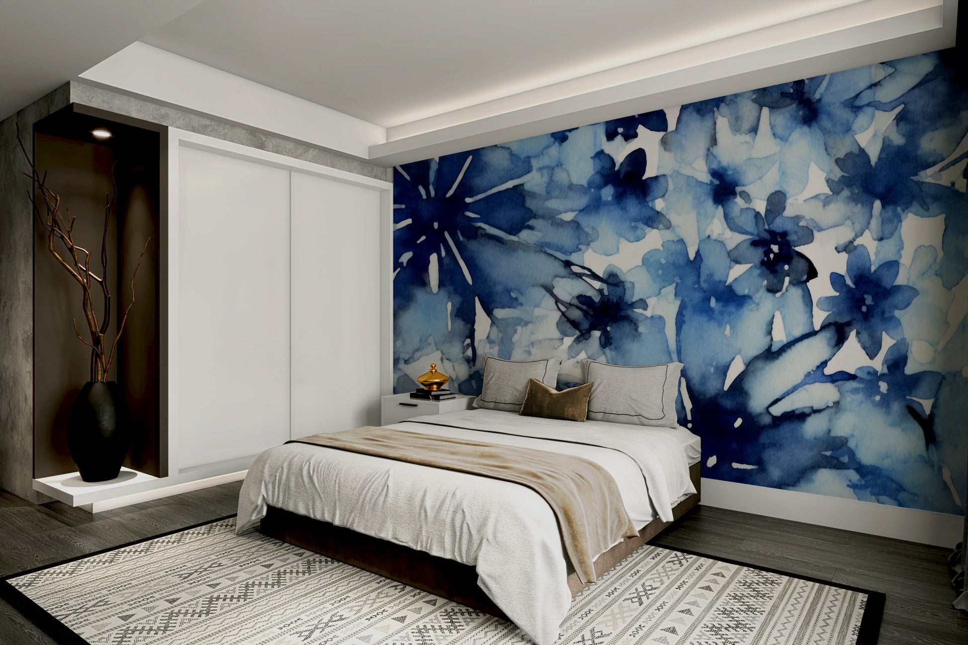 Indigo Bloom wall mural

