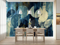 An artistic soft focus mural on minimalist wallpaper.