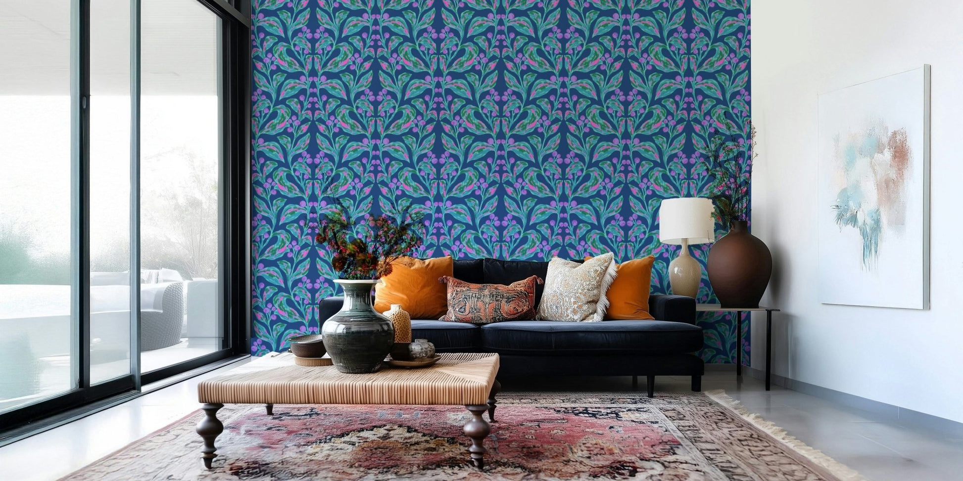 Indigo electric leaves Wallpaper⁠
