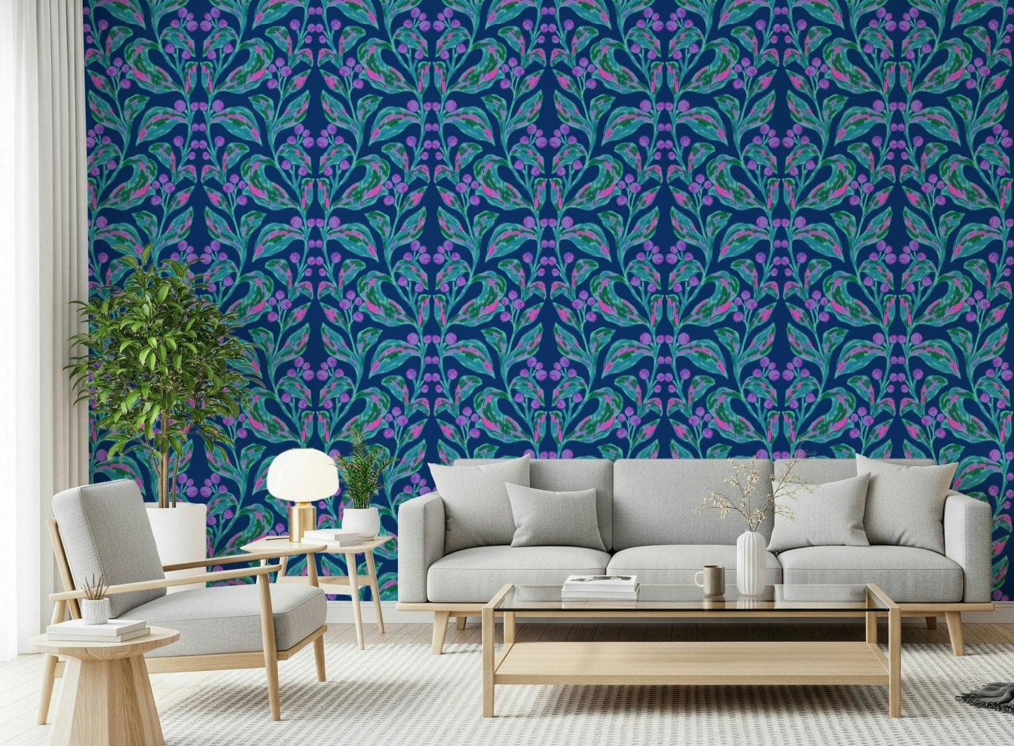 Indigo electric leaves Wallpaper⁠