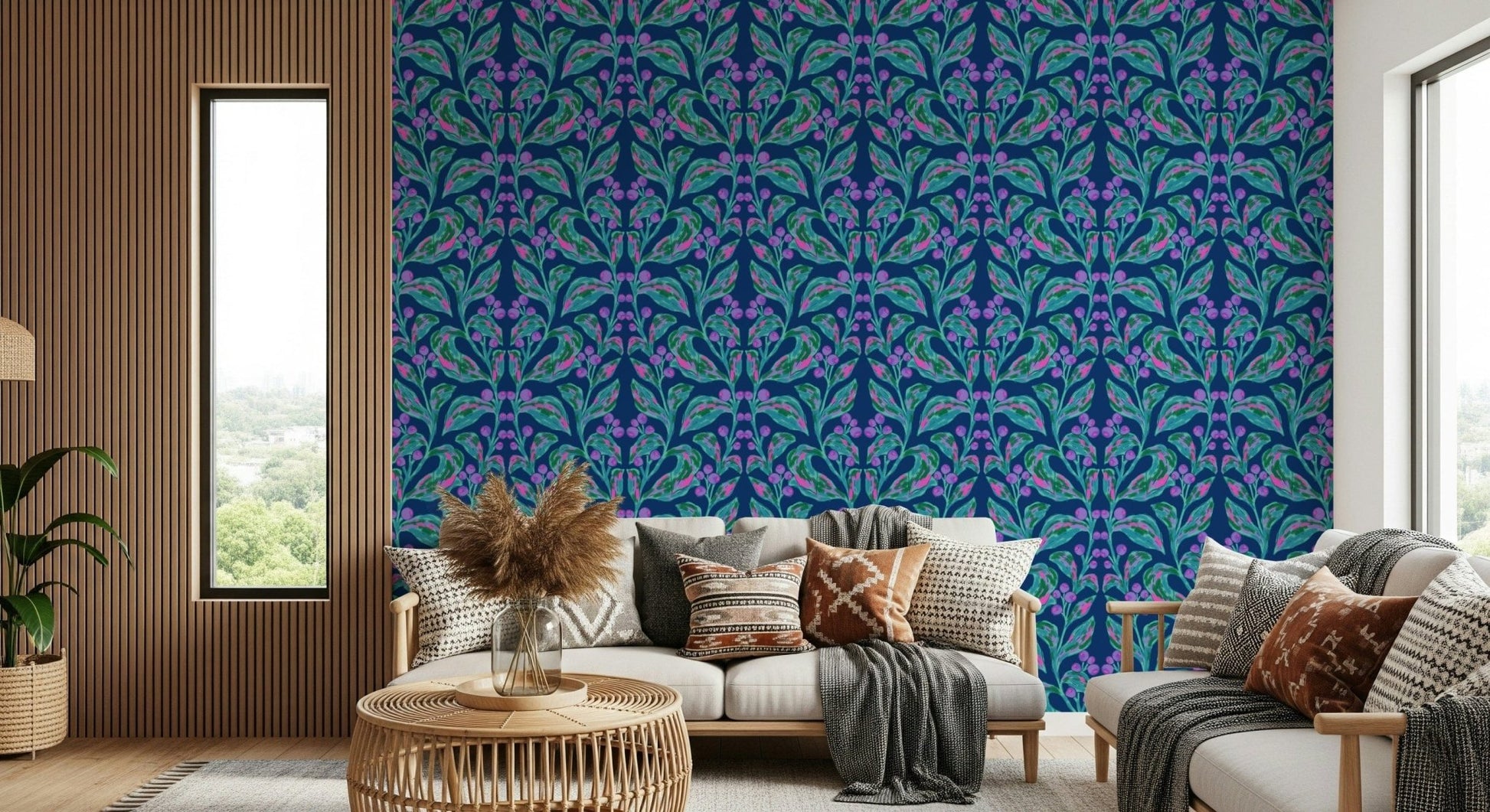 Indigo electric leaves Wallpaper⁠