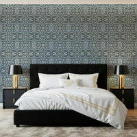 Elegant Indigo Flow wallpaper for walls using deep teal loops.