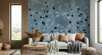 Indigo canopy mural in hallway, modern home décor in calm colour