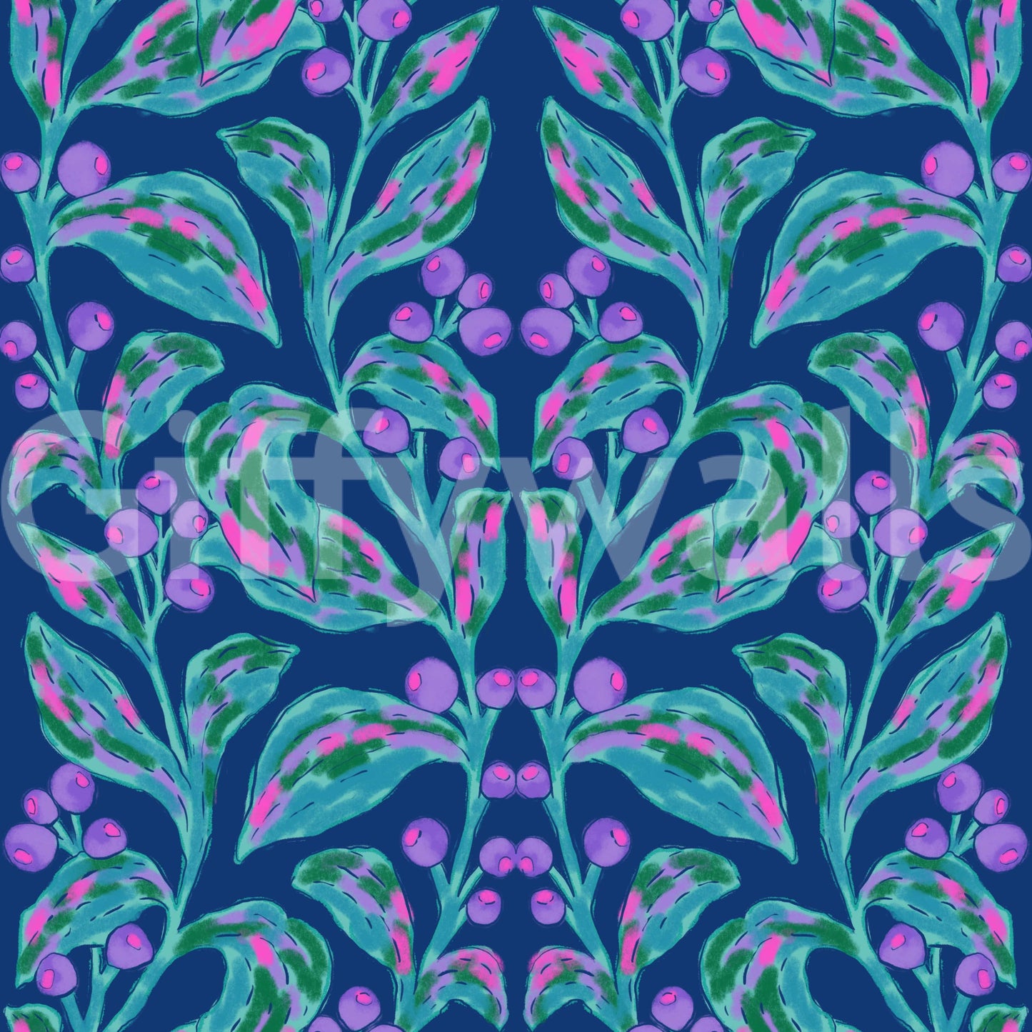 Indigo electric leaves Wallpaper⁠