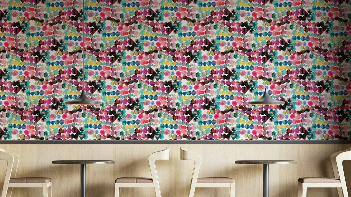 Multicolored ink bleeding dots wallpaper design

