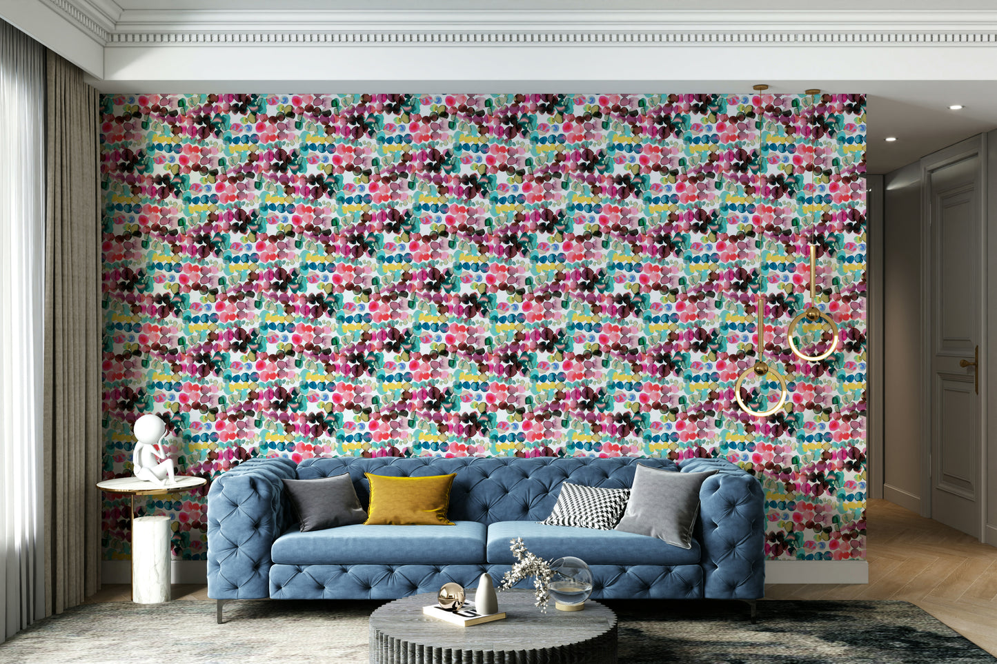 Vibrant ink-stained dot wallpaper for bold decor

