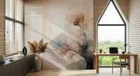 Monochrome floral wall mural inspired by ink painting, blending minimalism and sophistication.