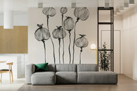 Ink Poppy Pods Wall Mural