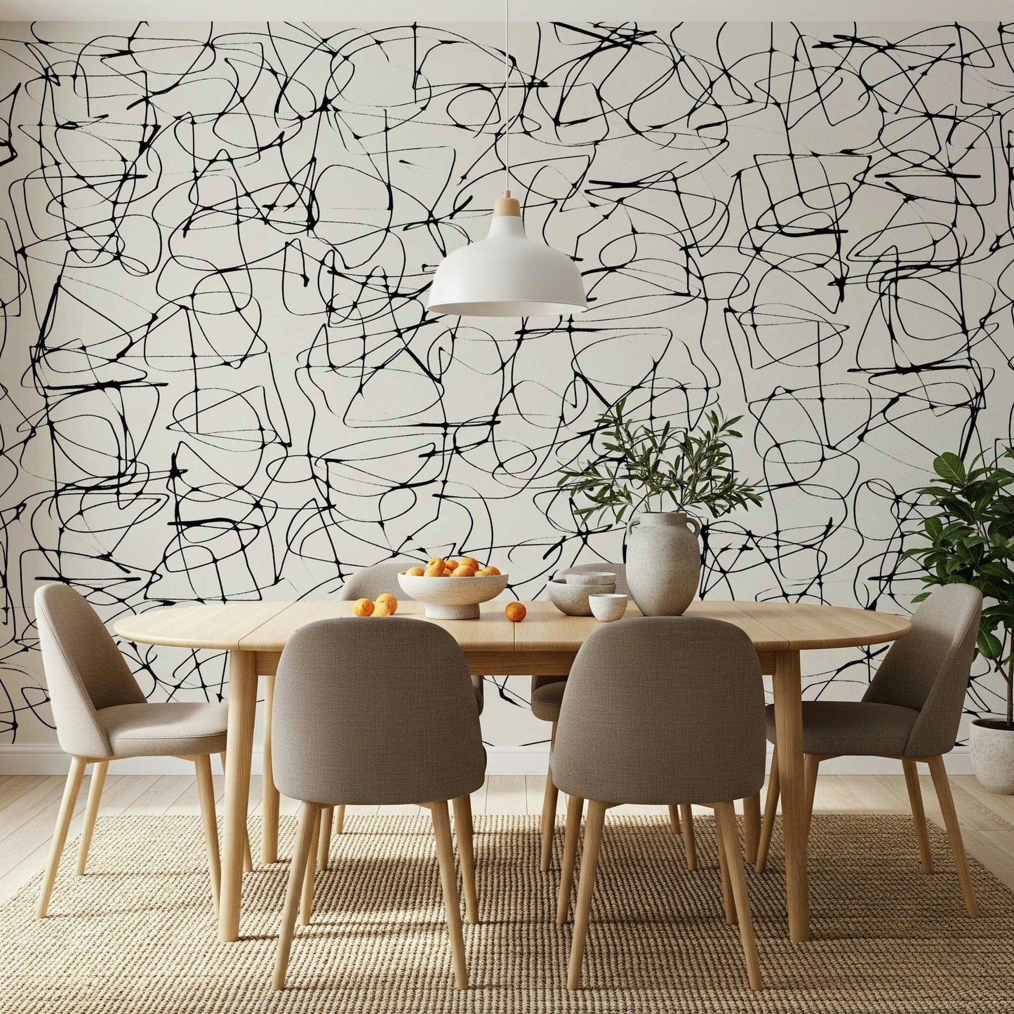 A graceful subtle pattern wall mural in cool, abstract tones.