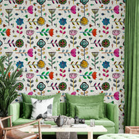 Subtle insect and plant wallpaper for calm decor

