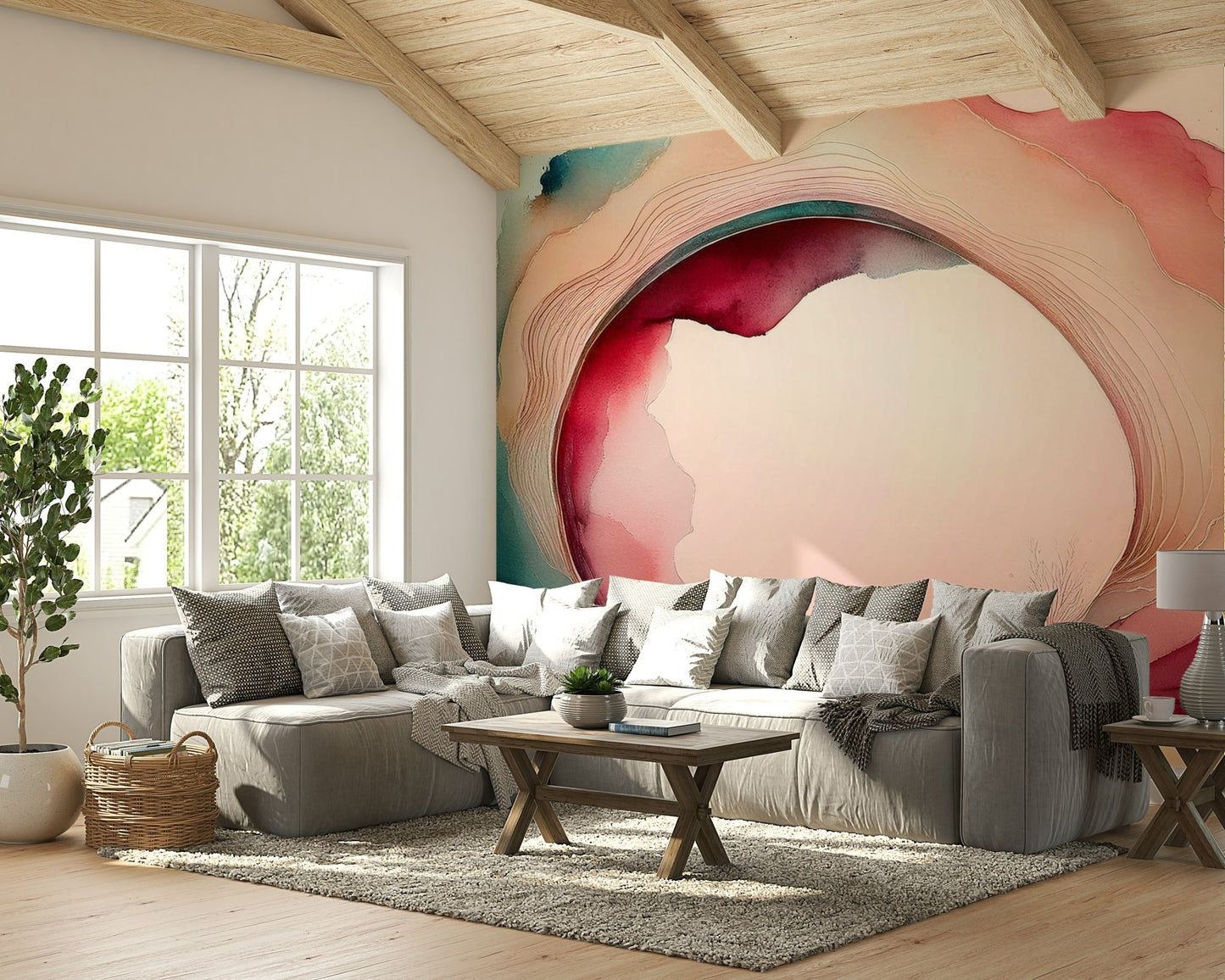 Dreamlike cave mural creating a calming atmosphere in your room.


