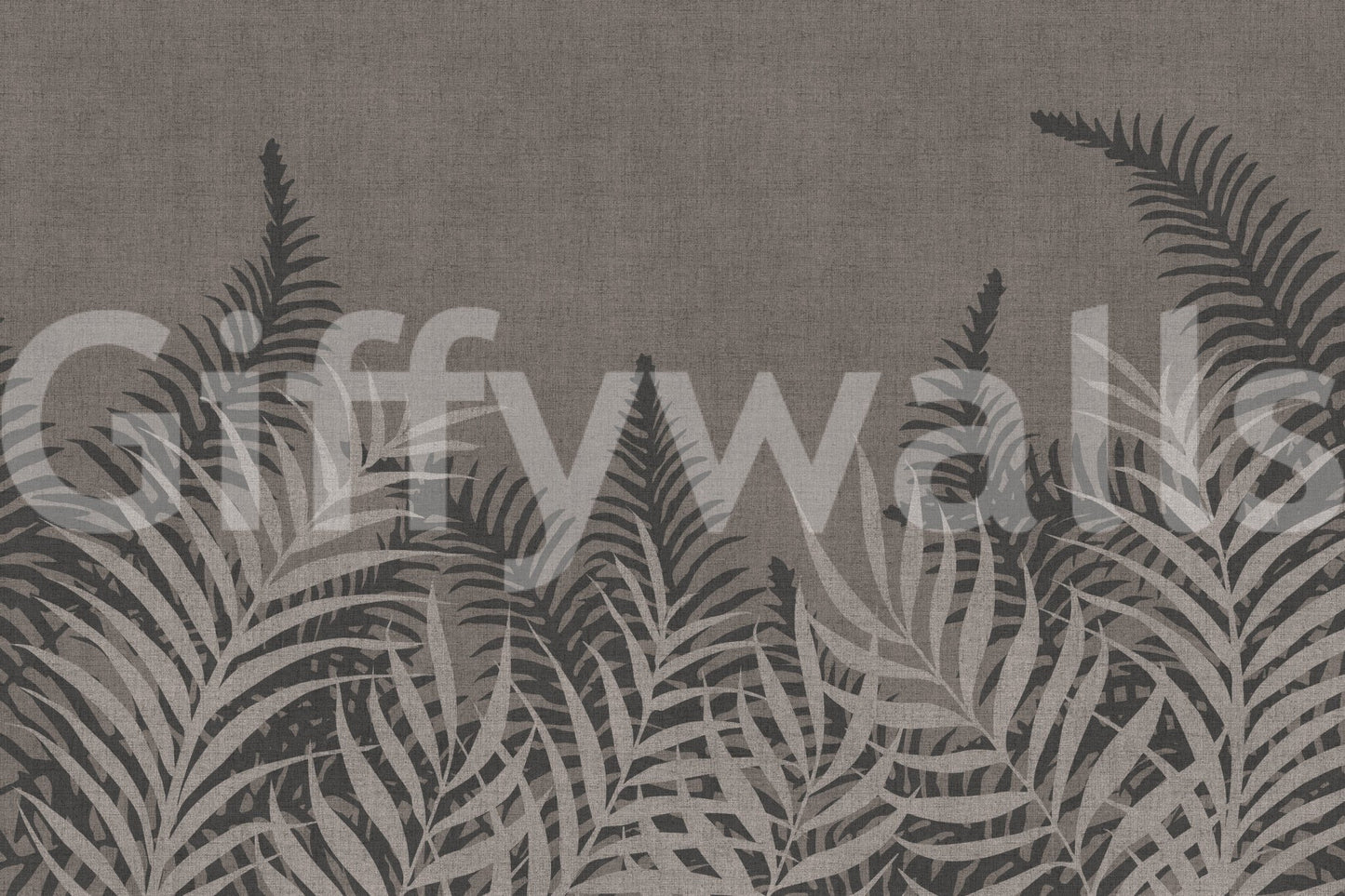 Calming Into The Jungle Taupe motif, designer botanical wallpaper.