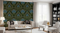 Intricate floral damask - blue Wallpaper