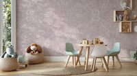 Contemporary maze-inspired wallpaper in mauve