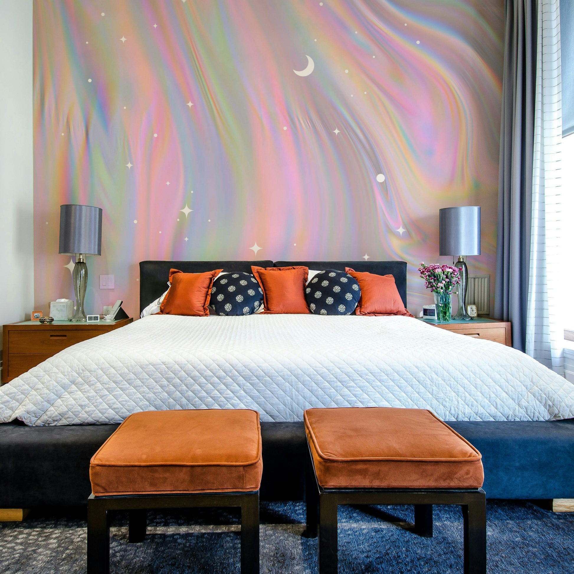 Calm pastel rainbow mural

