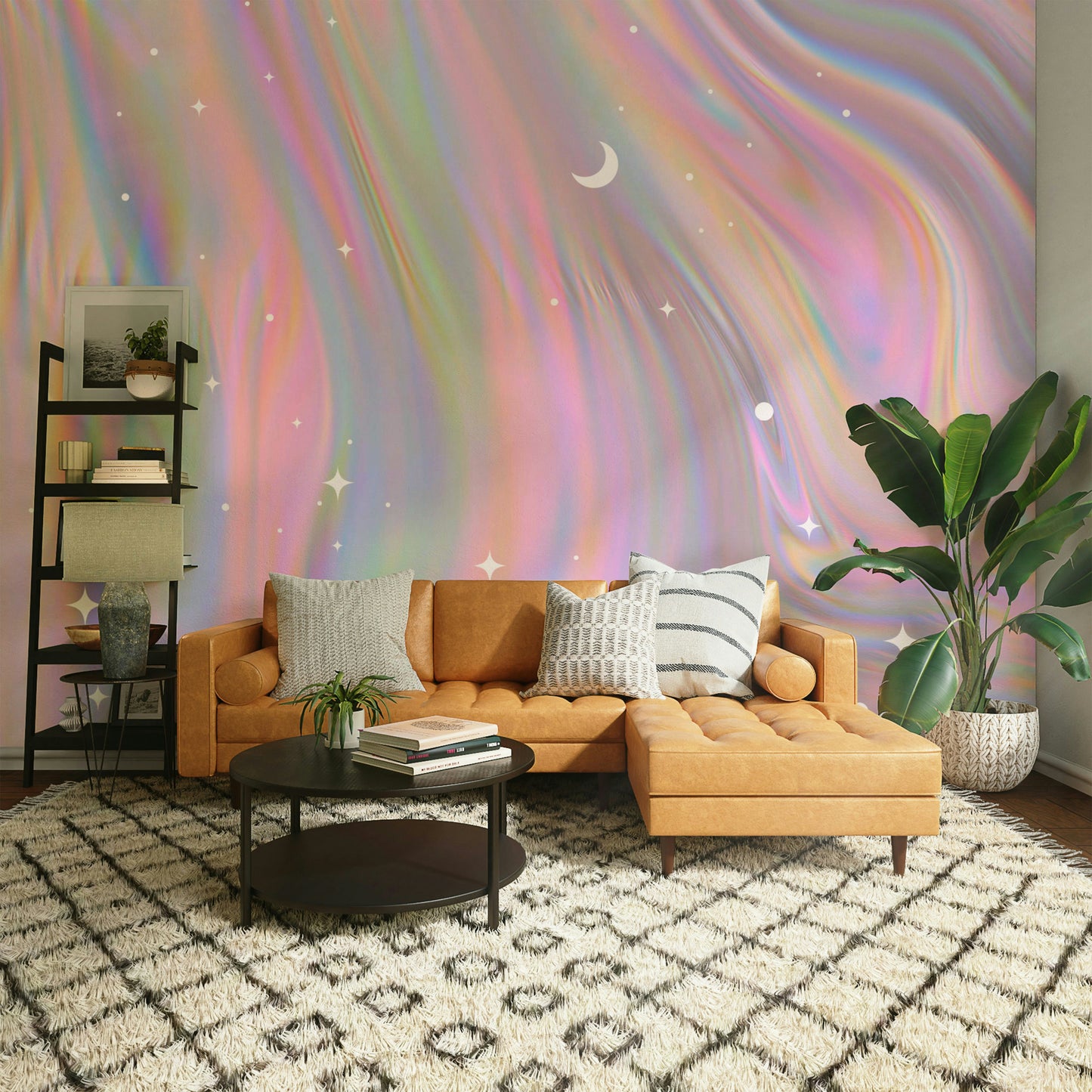 Rainbow swirl mural wallpaper


