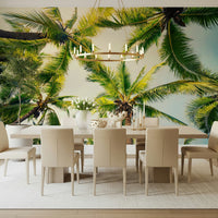 Peel and stick wallpaper, tropical canopy, relaxing vacation scene, Island Breeze.