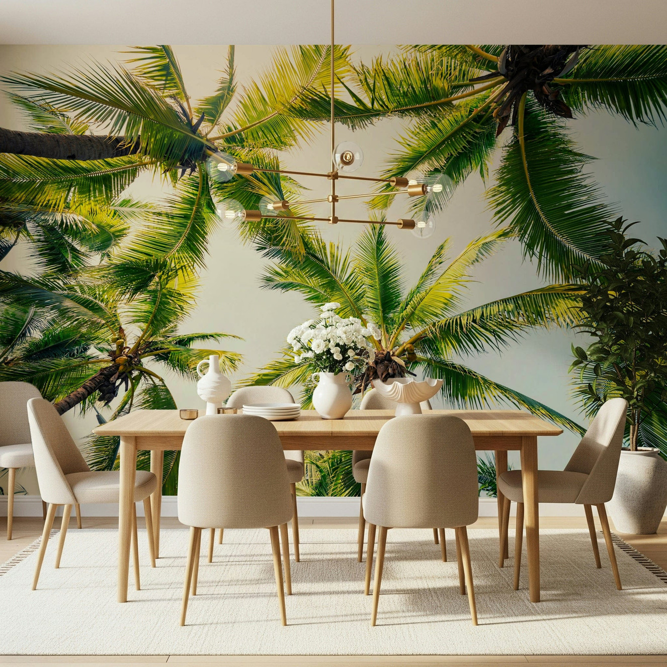 Wall mural, tropical paradise, natural light, stunning leaf detail, Island Breeze.