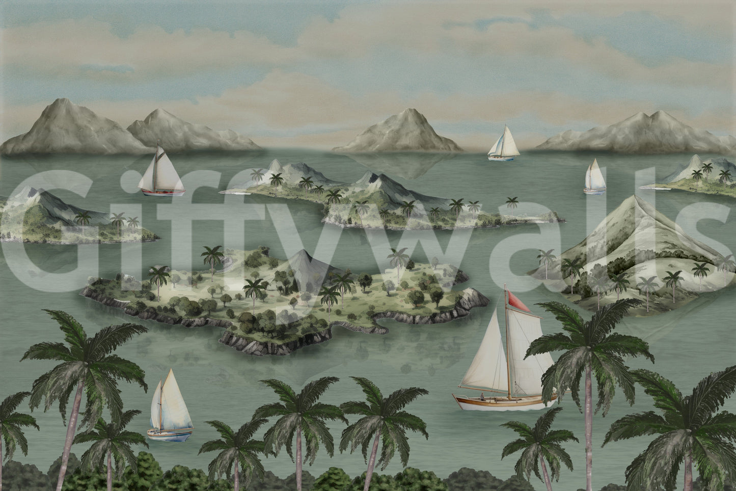 The style is a soft-focus illustration or a painterly design.

